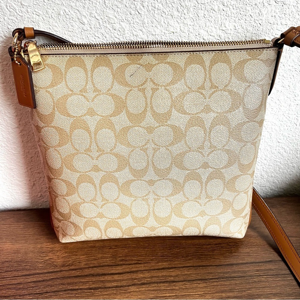 Coach Rowan File Bag Signature Canvas Crossbody Khaki Saddle C1554 - Picture 7 of 14
